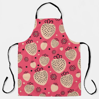 Tablier Motif de fraise rose : design doux et homogène