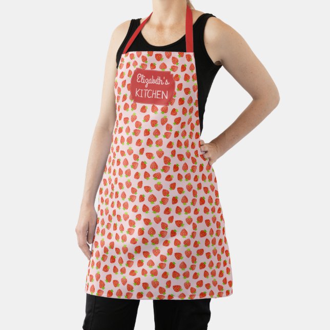 Tablier Motif de fraises Fruits rouges légèrement roses Pe (Insitu)