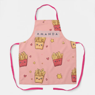 Tablier Motif de frites françaises pastel kawaii personnal