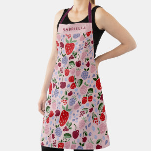 Tablier Motif de fruits rouges personnalisé avec un nom ro