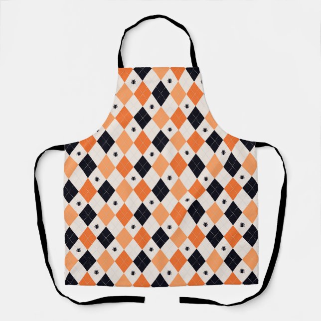 Tablier Motif de Jacquard d'Halloween Orange et Black Spid (Recto)