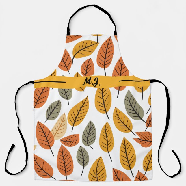Tablier Motif de la feuille d'automne Monogramme Floral Bo (Recto)