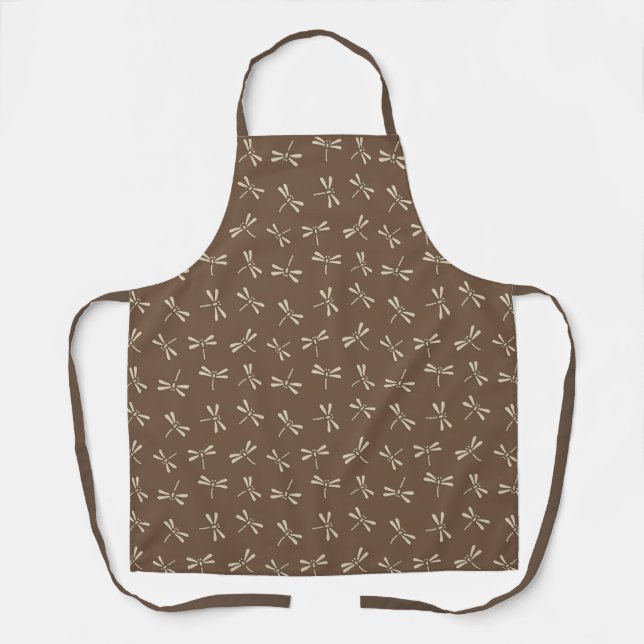 Tablier Motif de libellule japonaise, crème et taupe (Recto)