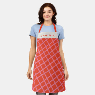 Tablier Motif de lignes Abstraites diagonales rouge person