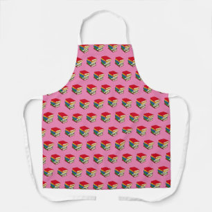 Tablier Motif de livre Pile colorée de livres ROSE