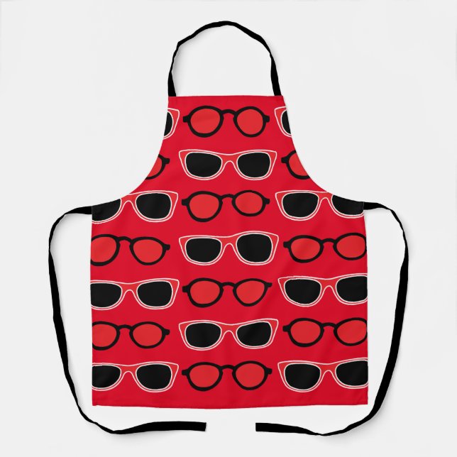 Tablier Motif de lunettes de soleil rouge noir (Recto)