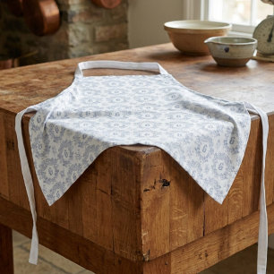 Tablier Motif de monogramme toile française bleu blanc