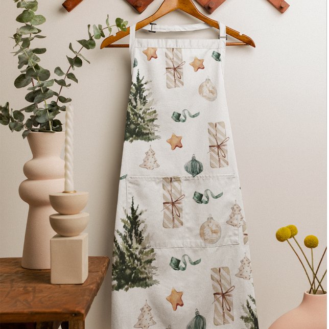 Tablier Motif de Noël branché | Aquarelle (Créateur téléchargé)