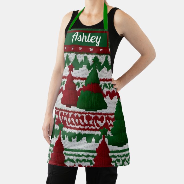 Tablier Motif de Noël tricoté personnalisé (Insitu)