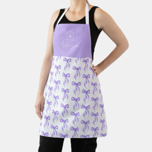 Tablier Motif de Nœud Papillon Violet Monogramme Personnal