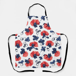 Tablier Motif de pépites d'aquarelle - Rouge, Bleu et Blan