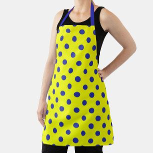 Tablier Motif de points polka jaunes et bleus 