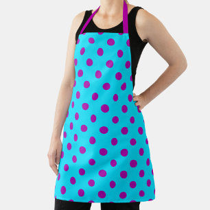 Tablier Motif de pois violet sur fond bleu