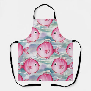 Tablier Motif de poisson rose