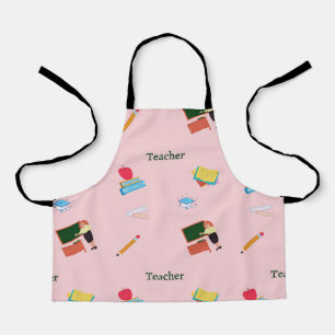 Tablier Motif de poste enseignant en rose