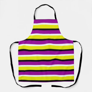 Tablier Motif de rayures violet jaune