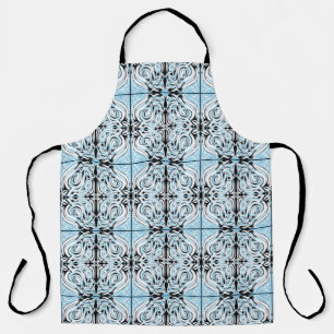 Tablier Motif de répétition Abstrait bleu noir blanc