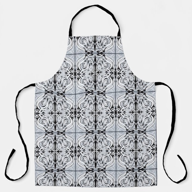 Tablier Motif de répétition Abstrait gris noir blanc (Recto)