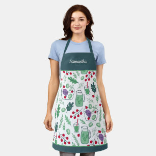 Tablier Motif de salade végétale avec nom vert