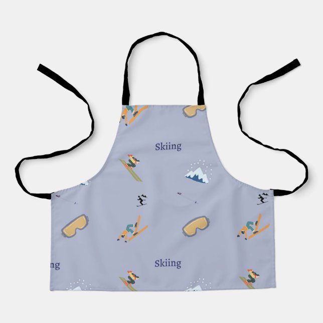 Tablier Motif de ski sur bleu (Recto)