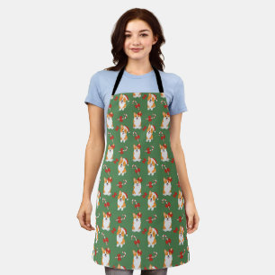 Tablier Motif de Sucre de canne de Noël de Corgi