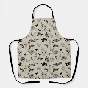 Tablier Motif de tatouage à main noir et beige