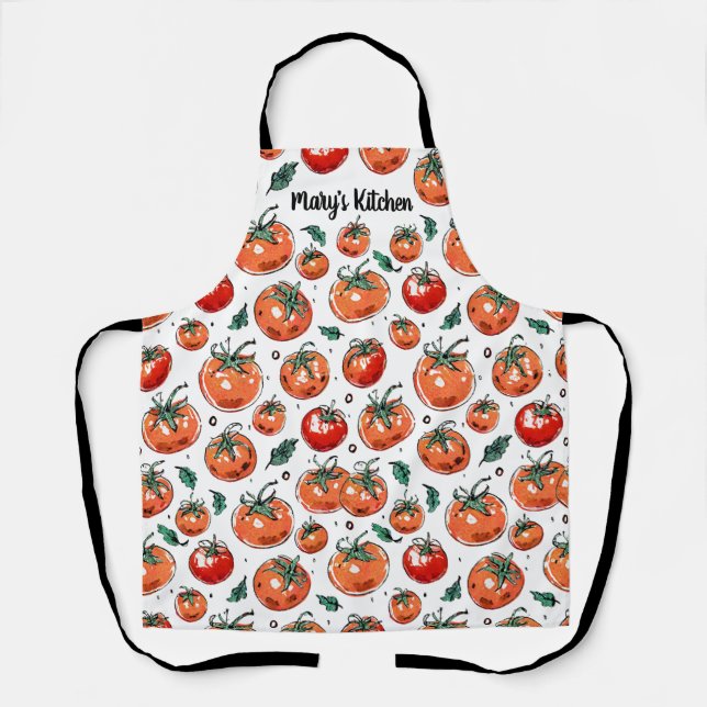 Tablier Motif de tomate frais de jardin avec nom (Recto)