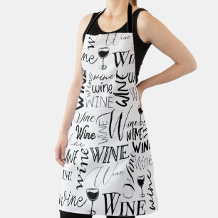Tablier Motif De Typographie Du Vin Noir Et Blanc