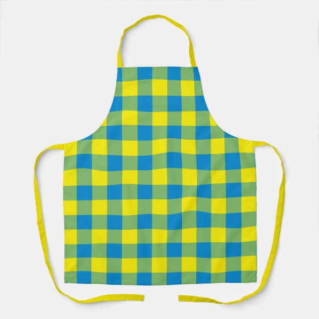 Tablier Motif de vérification de la plaid bleu jaune vert (Recto)