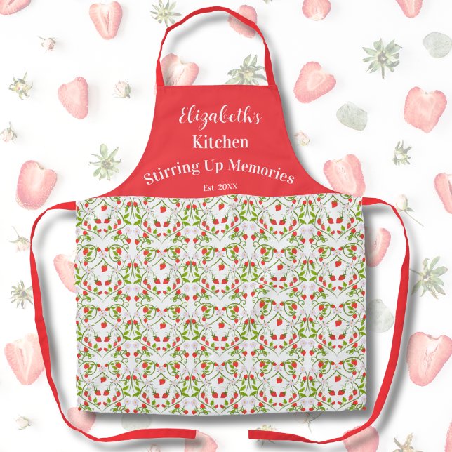 Tablier Motif de vigne de coeur de fraise personnalisé (Créateur téléchargé)
