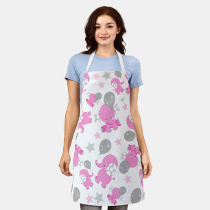 Tablier Motif Des Eléphants Roses, Eléphants Mignons, Étoi