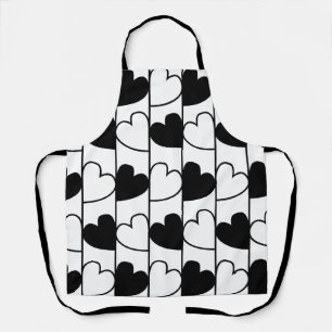 Tablier Motif des rayures de coeur noir et blanc