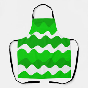 Tablier Motif des vagues horizontales vertes et blanches