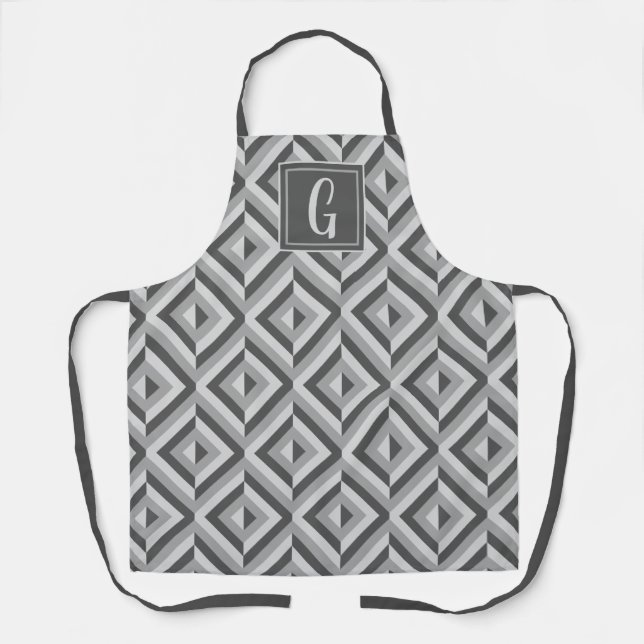 Tablier Motif diamant à trois tons gris monogramme (Recto)