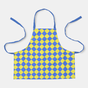 Tablier Motif diamant jaune bleu Checker