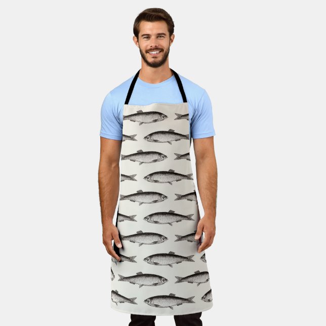 Tablier Motif d'illustrations de poissons (Porté)