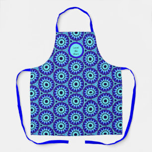 Tablier Motif d'impression géométrique bleu vibrant sur to