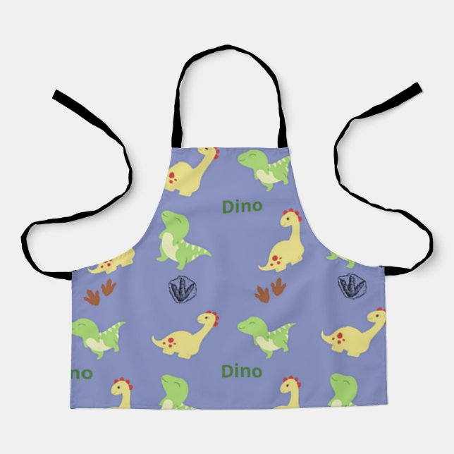 Tablier Motif Dino sur bleu (Recto)