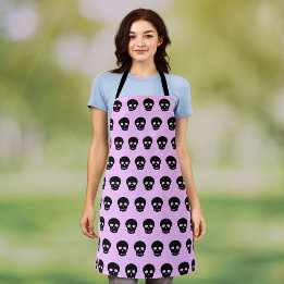 Tablier Motif du crâne noir Pastel Goth Lilac