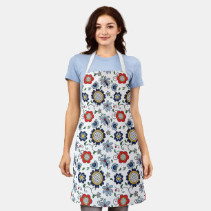Tablier motif du folklore kashubien blanc