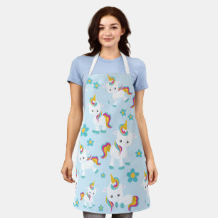 Tablier Motif D'Unicornes, De Mignons Unicornes, Fleurs