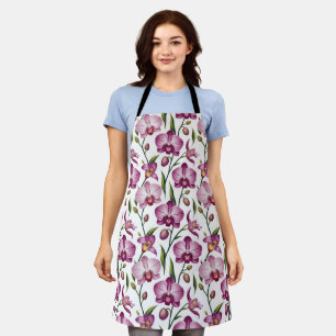 Tablier Motif élégant sans couture d'orchidée violette et