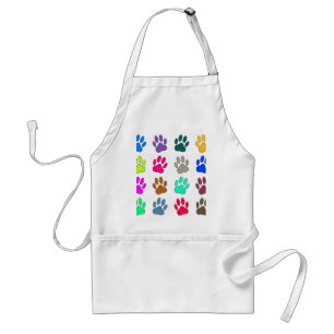 Tablier Motif Empreinte de patte de chien multicolore