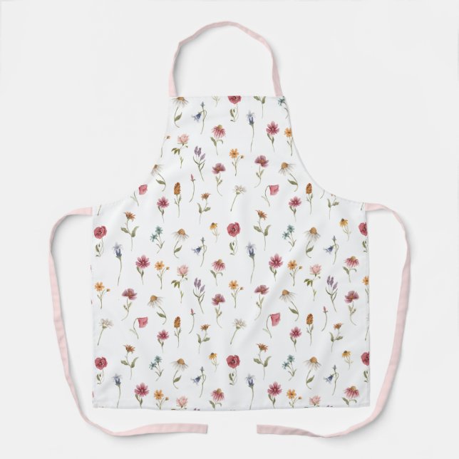 Tablier Motif Fleur sauvage de ressort d'aquarelle (Recto)