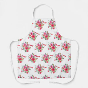 Tablier Motif fleurs roses et libellules