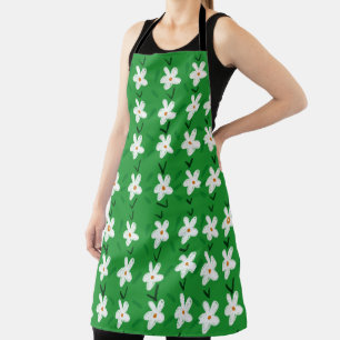Tablier Motif floral blanc dessiné Flore Motif Aest