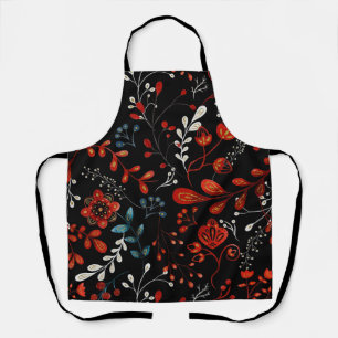 Tablier Motif floral complexe avec or et blanc apro
