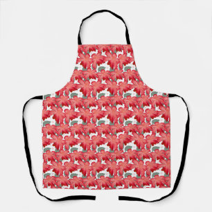 Tablier Motif floral corail vibrant Fleurs rouges audaci
