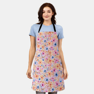 Tablier Motif floral de fleurs sauvages aquarelles colorée
