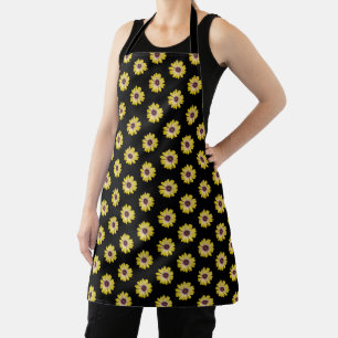 Tablier Motif floral de Marguerite Africaine Jaune sur fon